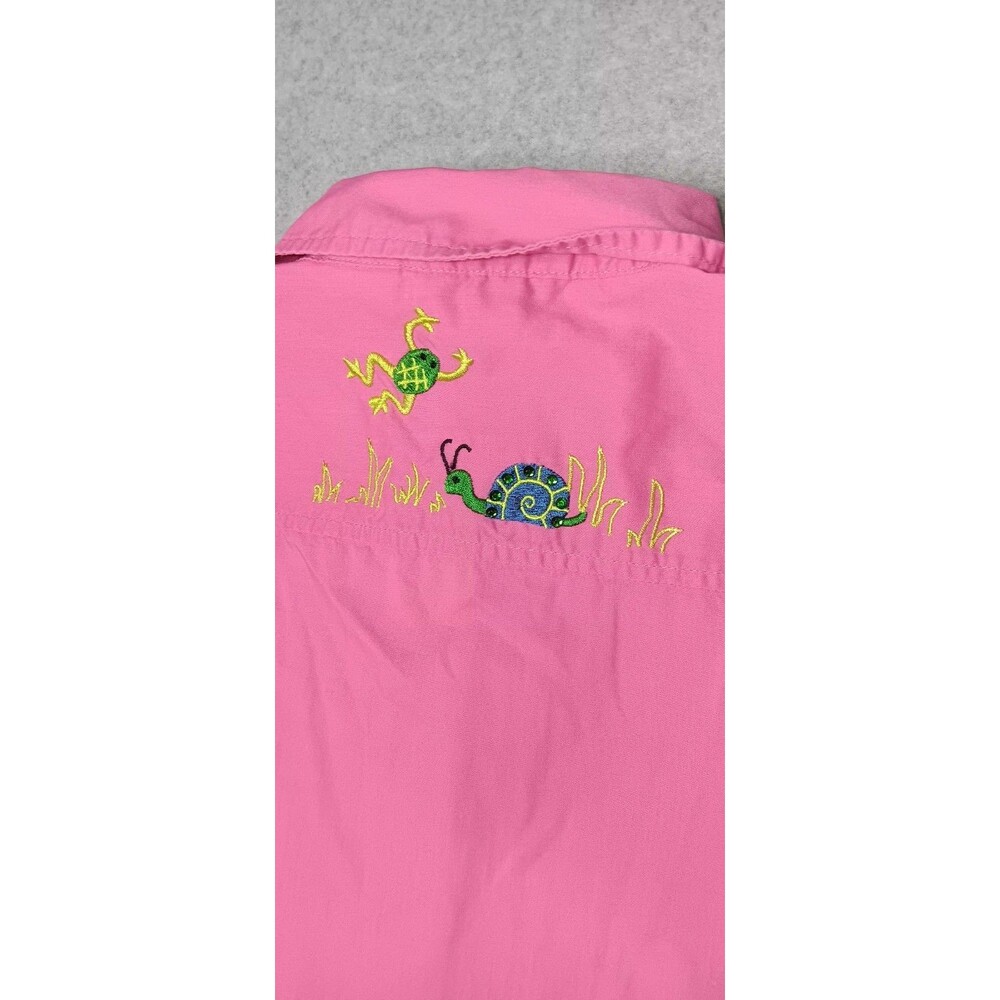 Vintage Breckenridge Embroidered Button Up Blouse Size PS Pink Garden Party Boho - Picture 14 of 14